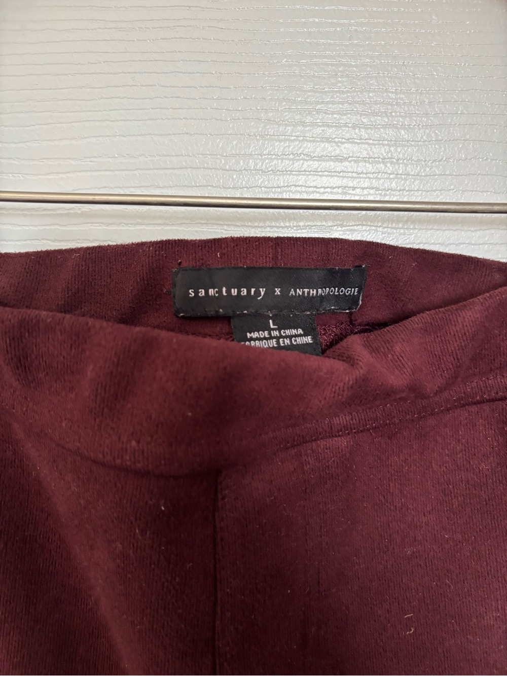 Sanctuary x Anthropologie Burgundy Velvet Pull-On Pants